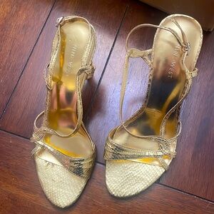 Vintage Gold Nine West Snakeskin Heels - Size 7.5